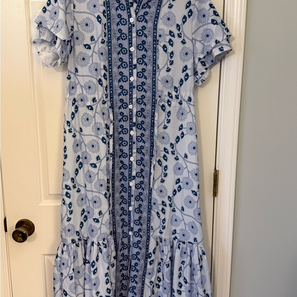 Floral Blue and White Maxi Dress